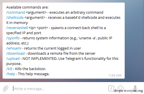 Use Bots of Telegram as a C2 server