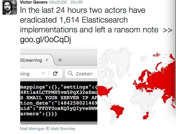 横扫 MongoDB 的勒索攻击者又瞄准了 ElasticSearch ，中国已有受害者