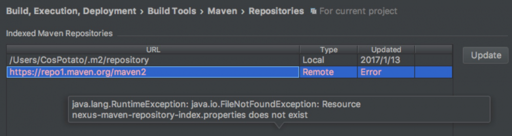 记一次 IDEA 更新 Maven Index 的问题