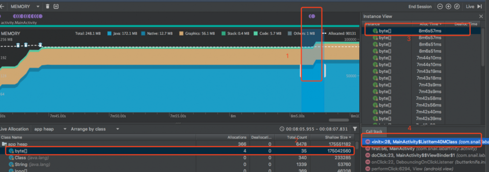 Android Studio Profiler Memory （内存分析工具）的简单使用及问题