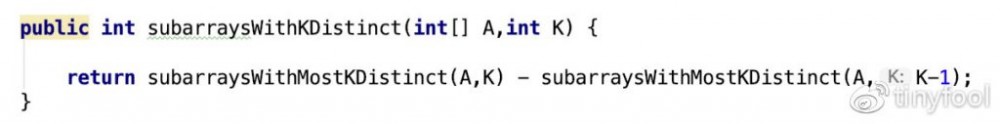 LeetCode 第993题 Subarrays with K Different Integers【滑动窗口】（Java）