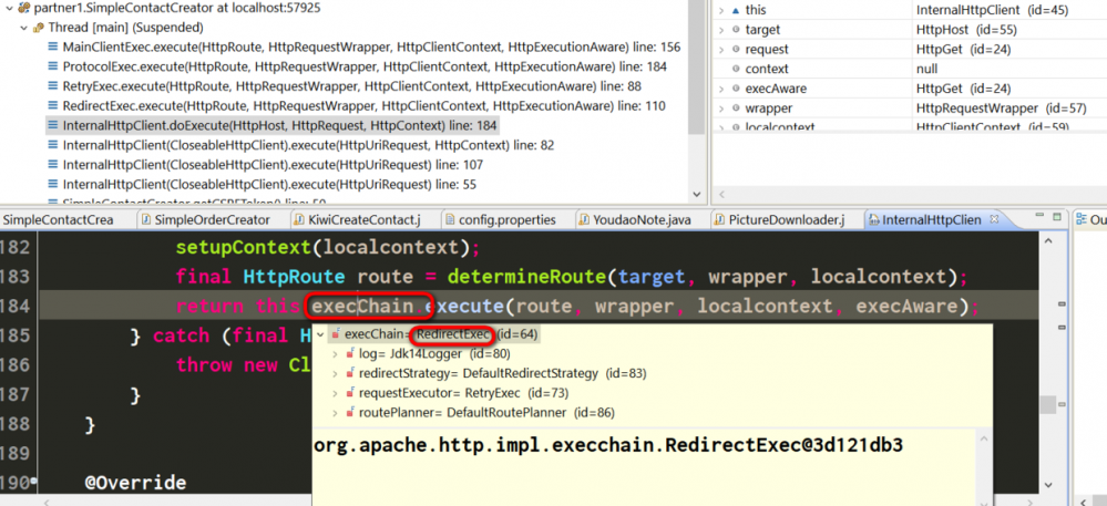 Apache httpclient的execute方法调试