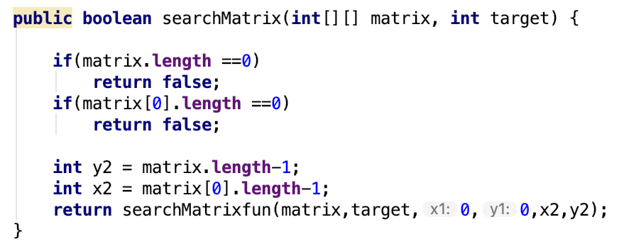 Leetcode 第240题 Search a 2D Matrix II【分而治之】(Java)