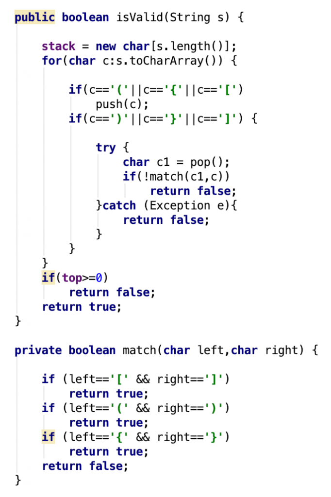 LeetCode 第20题 Valid Parentheses 【堆栈】Java