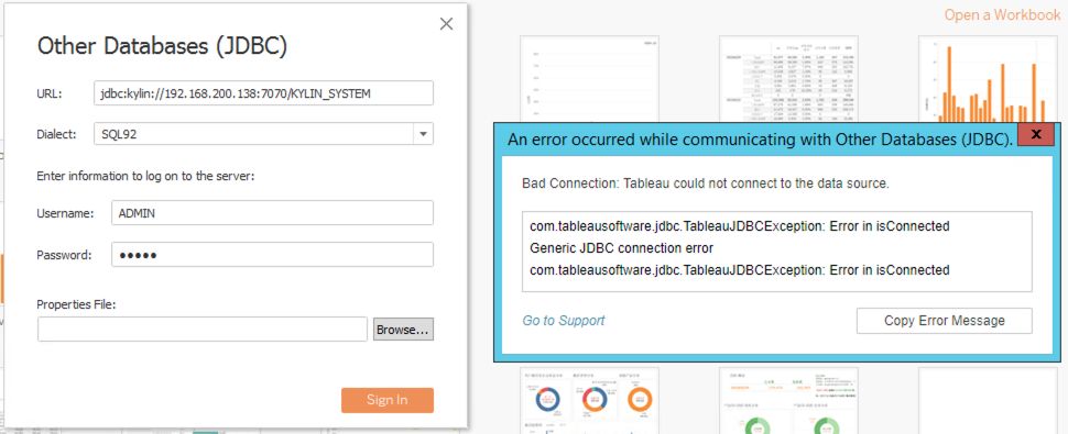 Tableau Generic JDBC 连接 Kylin