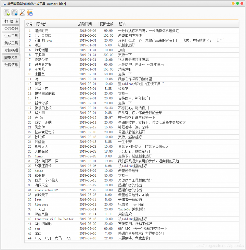 基于数据库的代码自动生成工具，生成JavaBean、生成数据库文档、生成前后端代码等(v6.6.6版)