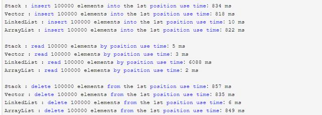 Java中ArrayList、LinkedList、Vector、Stack的比较