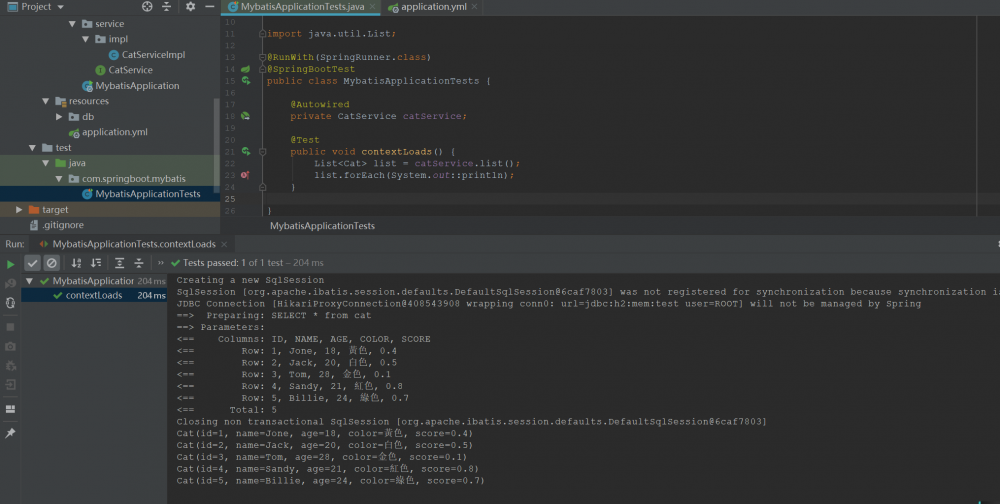 h2数据库作为内存型与springboot+mybatis的案例