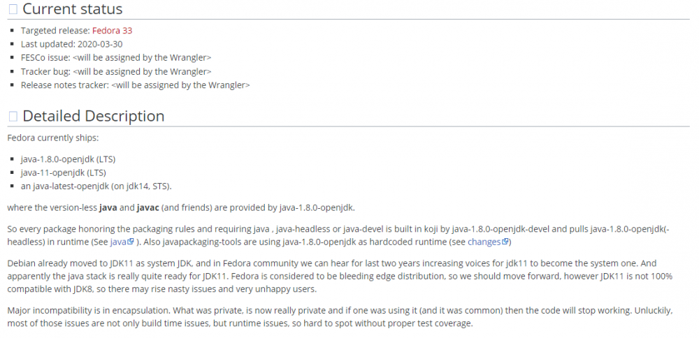 Fedora 33 计划使用 OpenJDK 11 作为默认 Java 版本
