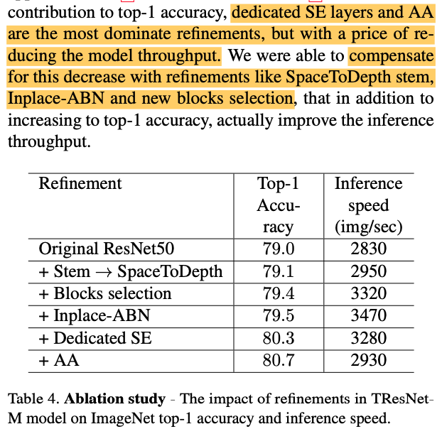 论文阅读 - TResNet High Performance GPU-Dedicated Architecture